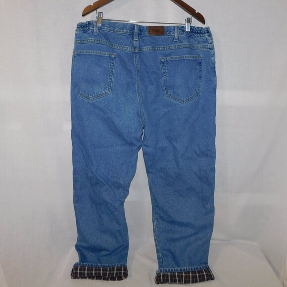 VTG LL Bean Mens 42 x 32 Plaid Flannel Lined Comfort Waist Denim Blue Jeans - Picture 11 of 13